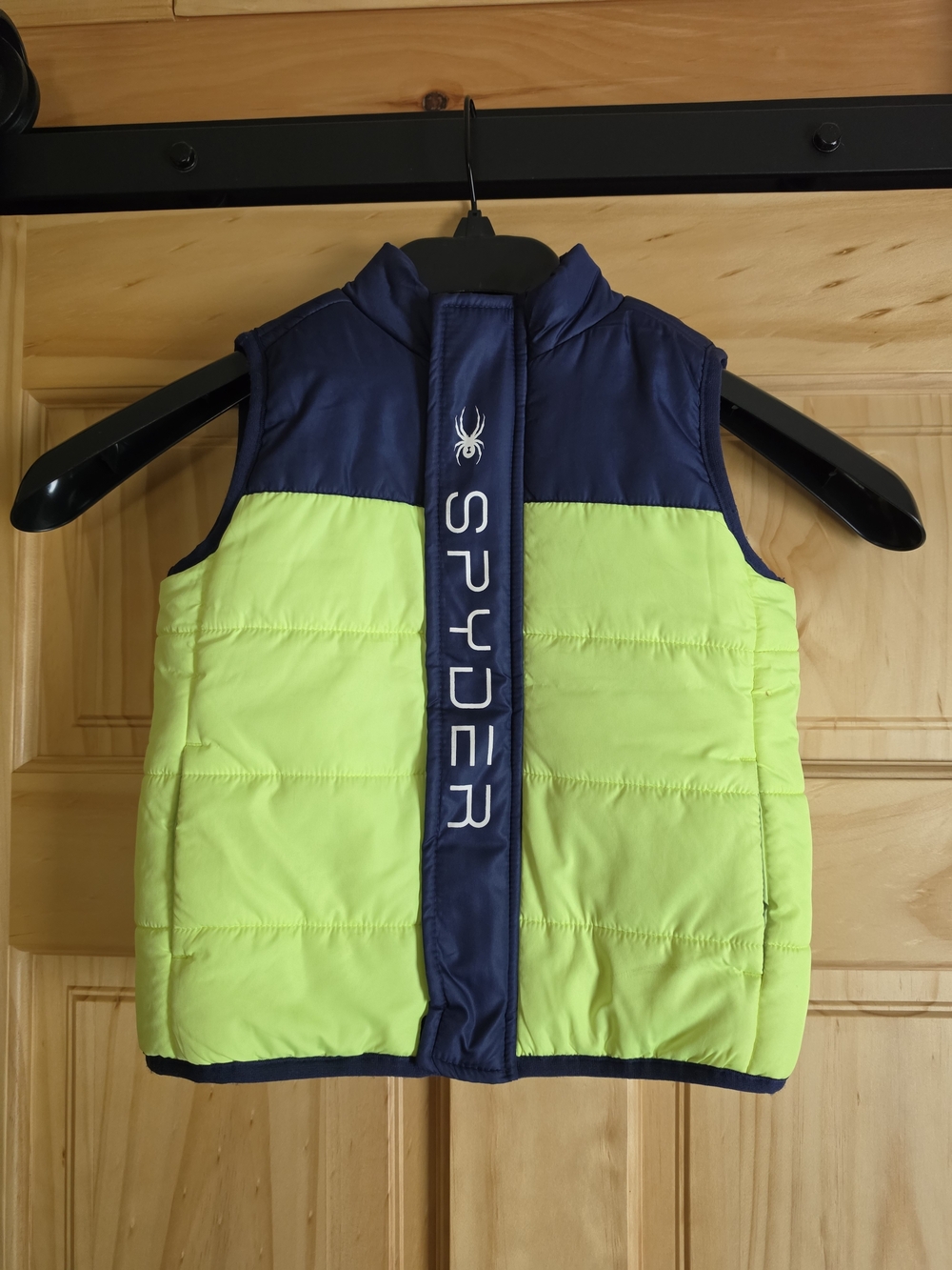 Spyder Neon Green and Navy Toddler Puffer Vest 2T and Crayola Reversible Vest 3T